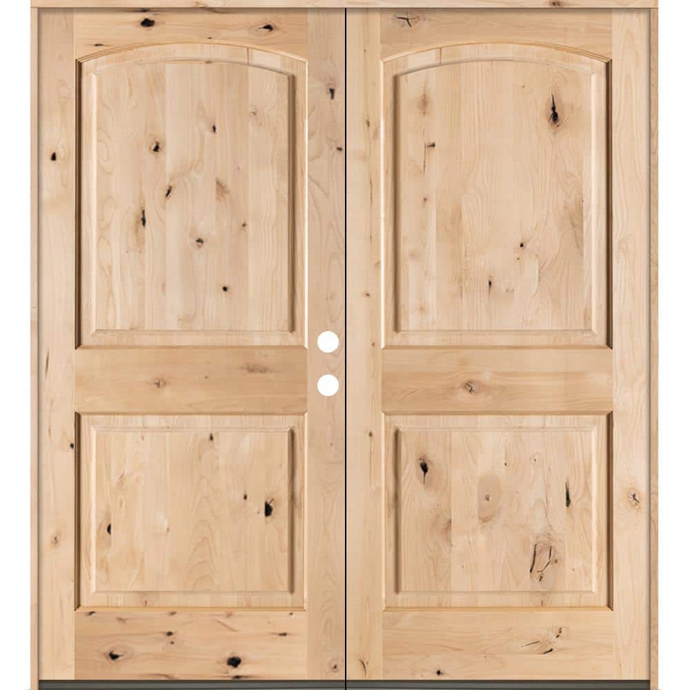Krosswood Doors 72 in. x 80 in. Rustic Knotty Alder 2-Panel Arch-Top ...