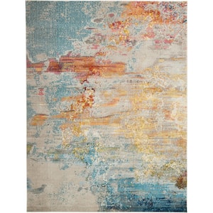 Celestial Sealife Multicolor 10 ft. x 14 ft. Abstract Modern Area Rug