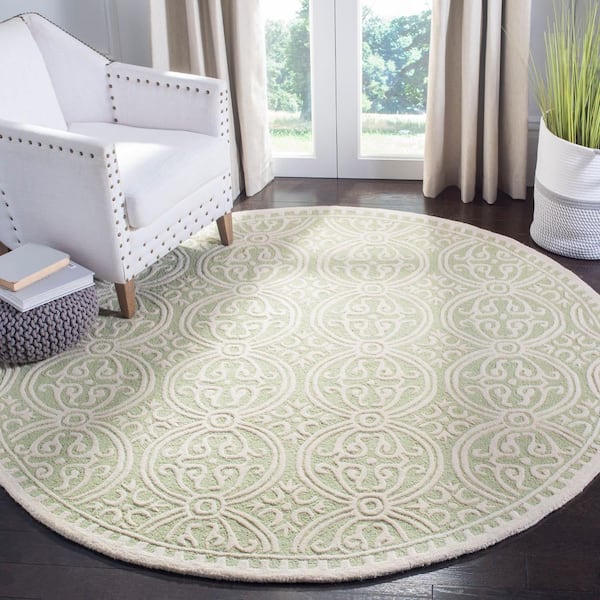 Cambridge Light Green/Ivory 8 ft. x 8 ft. Round Geometric Area Rug
