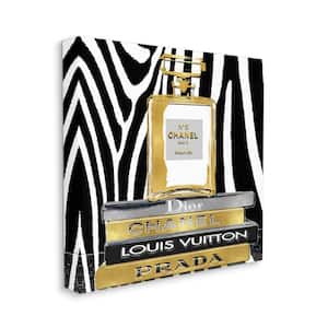 Fragrance Fashion Book Stack Black Zebra Print by Madeline Blake Unframed Print Abstract Wall Art 24 in. x 24 in.