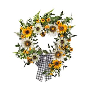 Mix Sunflower and Bee with Ribbon Wreath 24 in.