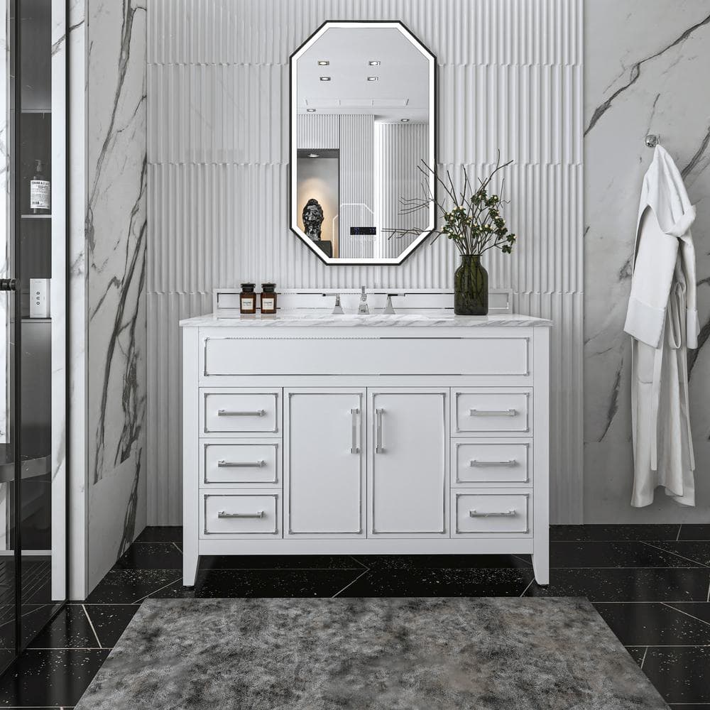 Aspen 48'' White Marble Top Single Bathroom Vanity