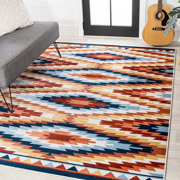 JONATHAN Y Konya Diamond Kilim Geometric Yellow/Red/Blue 4 ft. x 6 ft. Area Rug