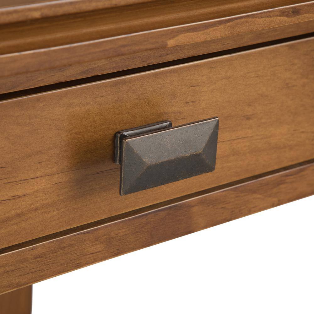 Honey Brown Solid Wood End Table with Storage Drawer