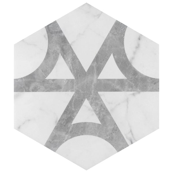 Merola Tile Classico Carrara Hexagon Flow 7 in. x 8 in. Porcelain Floor and Wall Tile (7.5 sq. ft./Case)
