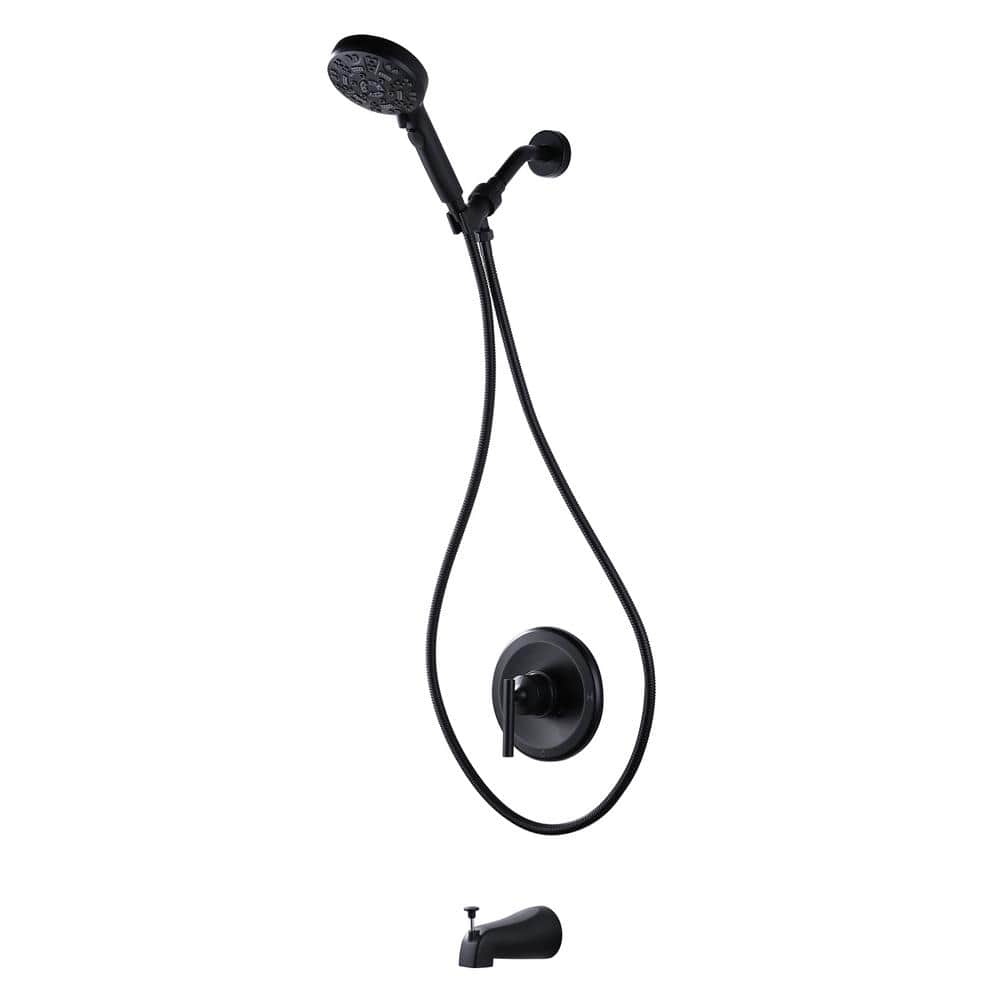 Matte Black Single Handle 7-Spray Wall Mounted Shower Faucet Set