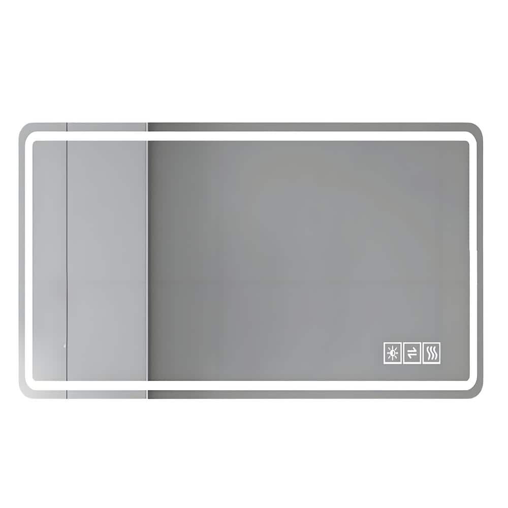 Silver 60 in. W x 28 in. H Rectanglar Bathroom Vanity Mirror with 3-Color L