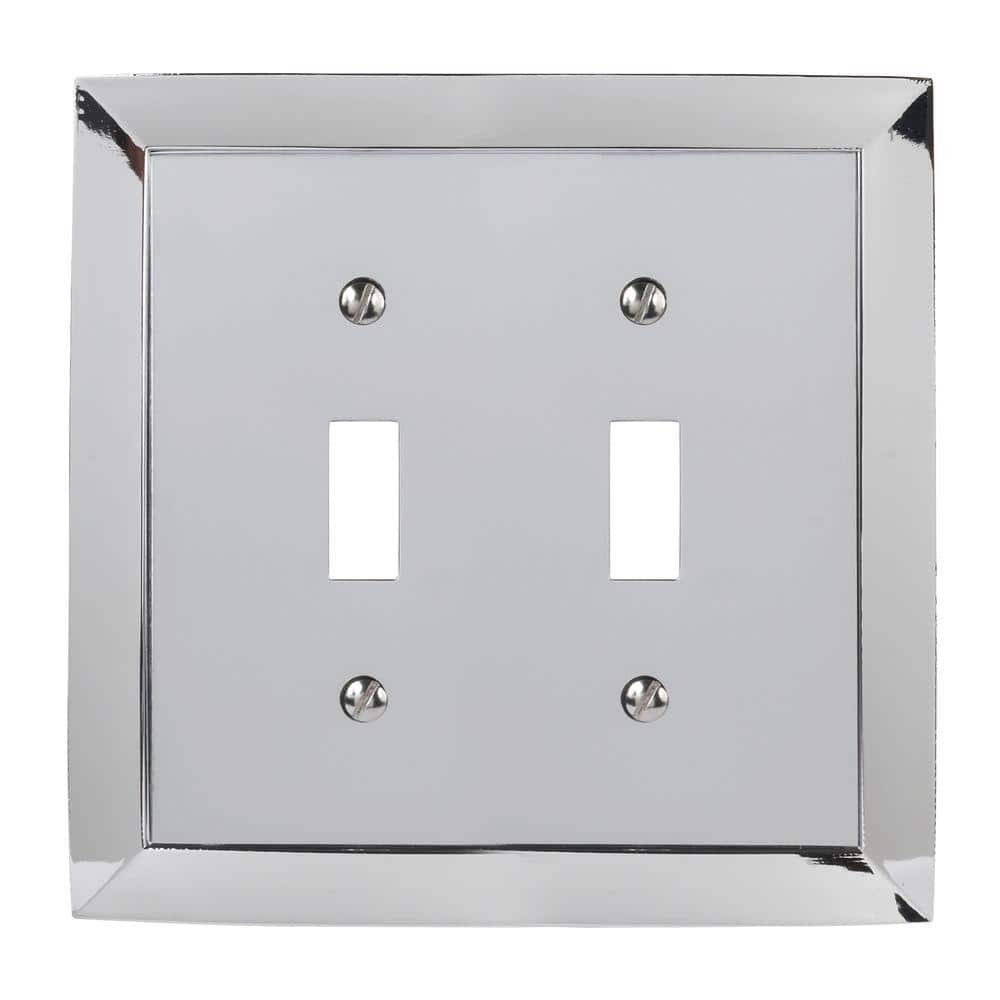 Polished Chrome 2-Gang Double Toggle Metal Wall Plate