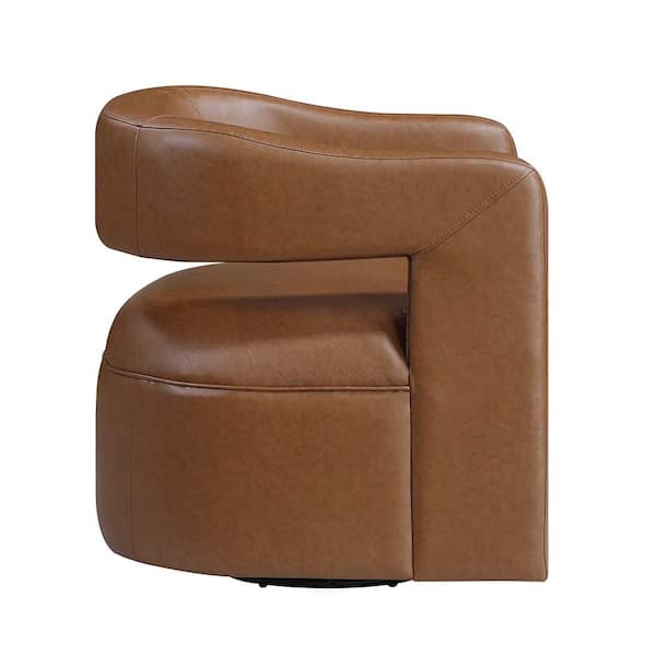 Lazzara Hammond Faux Leather Upholstery Camel Swivel Arm Chair