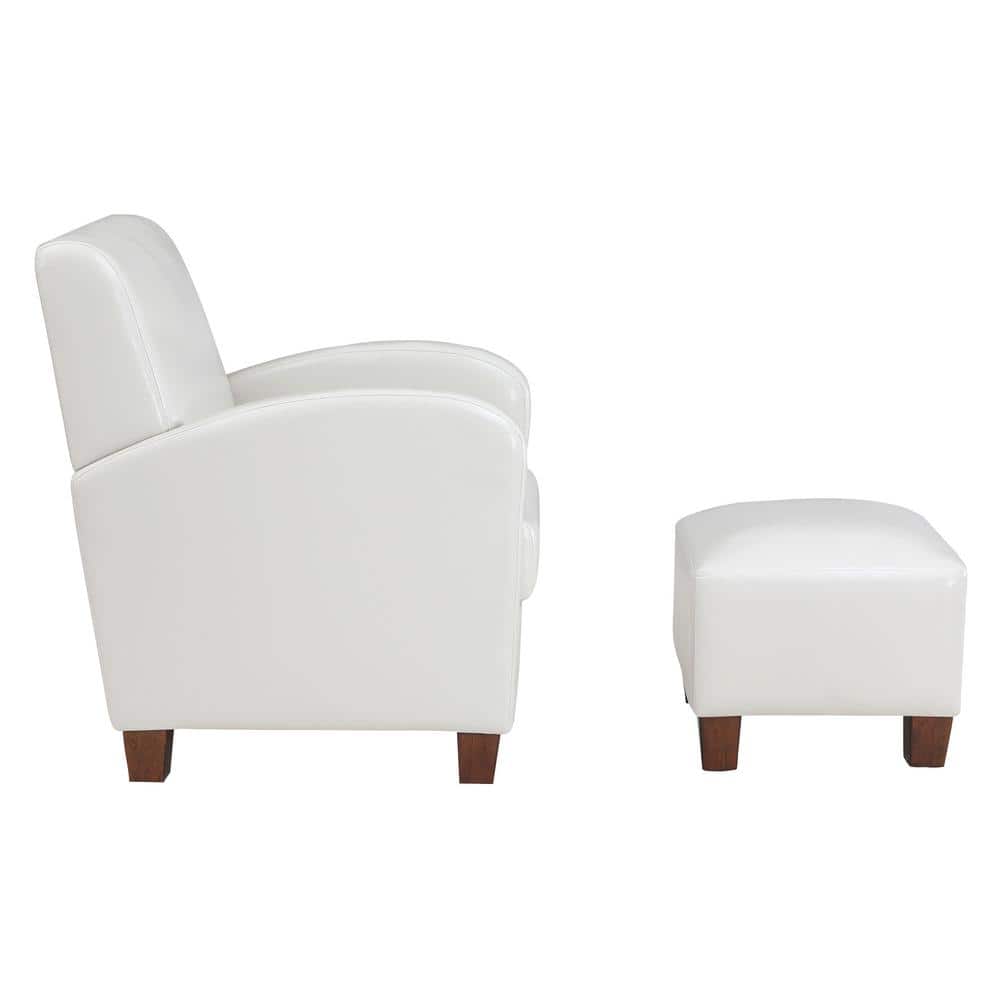 Cream Faux Leather Accent Chair with Matching Ottoman