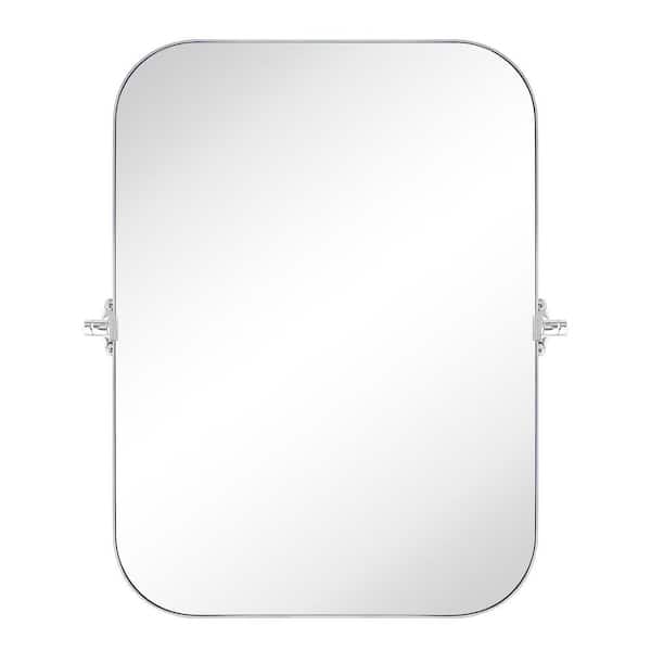 TEHOME 22 in. W x 30 in. H Rectangular Stainless Steel Framed Pivoting Wall Mounted Bathroom Vanity Mirror in Chrome