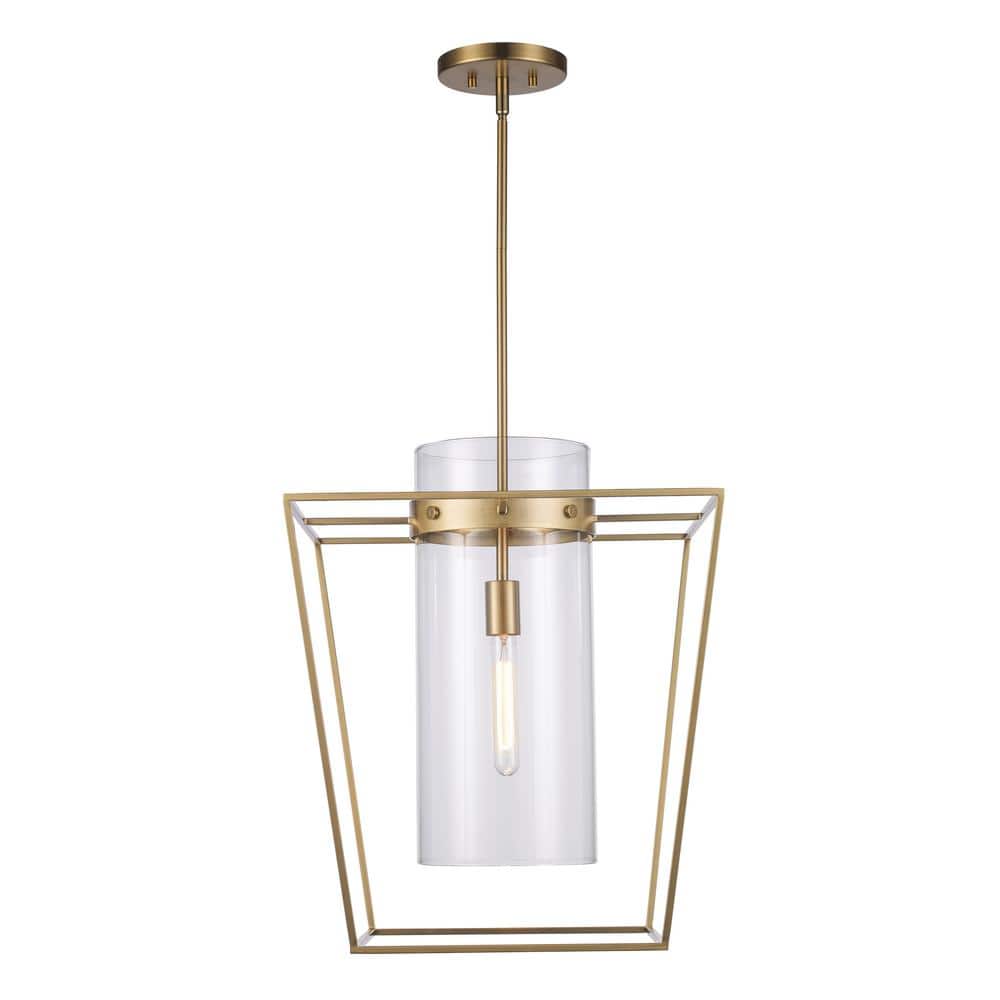 Antique Gold Mini Lantern Pendant with Clear Glass Shade