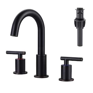 8 in. Widespread Double-Handle High Arc Bathroom Faucet with Drain Kit Included in Oil Rubbed Bronze