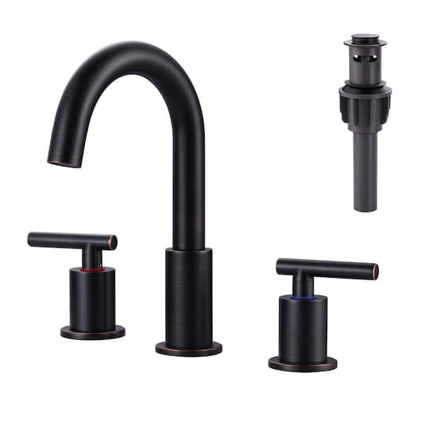 ALEASHA 8 in. Widespread Double-Handle High Arc Bathroom Faucet with ...