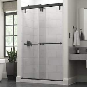 Mod 48 in. x 71-1/2 in. Soft-Close Frameless Sliding Shower Door in Bronze with 3/8 in. (10mm) Clear Glass