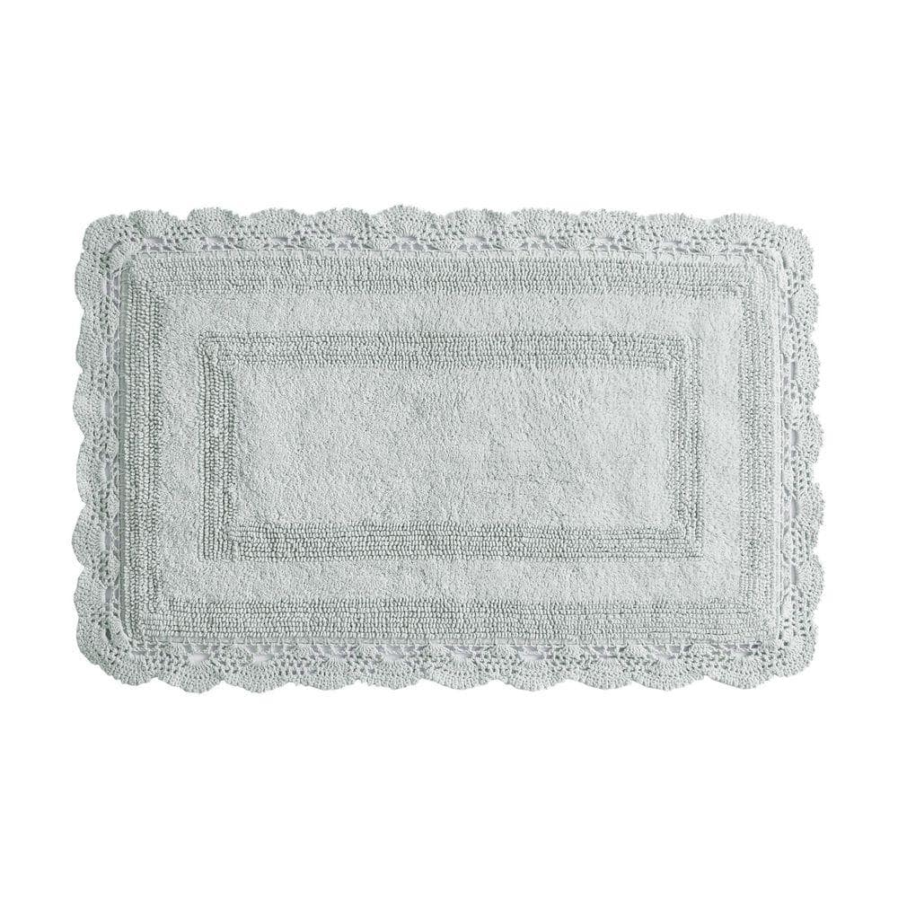 Laura Ashley Crochet Sage Green 24 in. x 40 in. Solid 100% Cotton