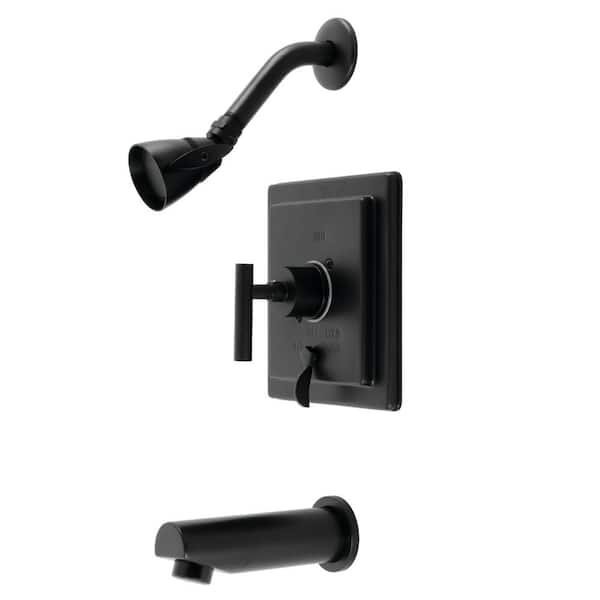 Kingston Brass Manhattan Single Handle 1-Spray Tub and Shower Faucet 1.8 GPM with Corrosion Resistant in. Matte Black