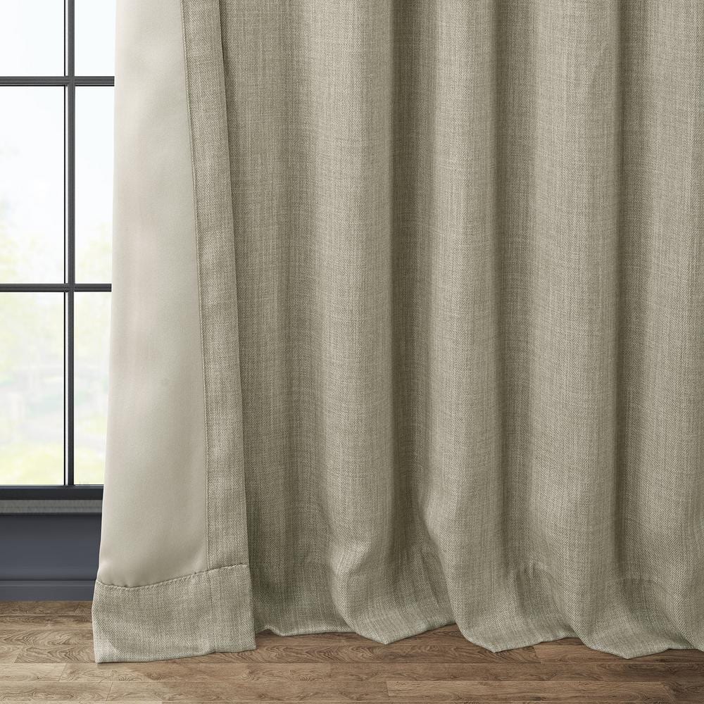 Oatmeal Faux Linen Room Darkening Drape Panel, 50W X 96L