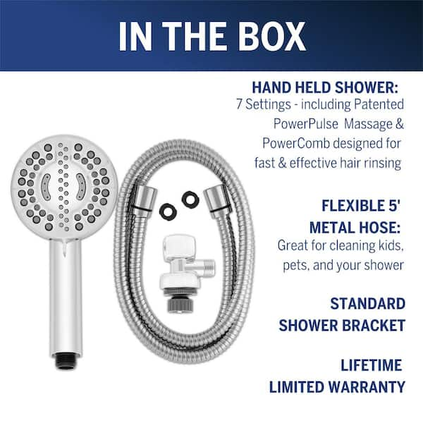 Waterpik Body Wand Power Pulse Spa Shower Head System outlet w/ Powercomb Chrome New