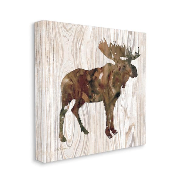 Stupell Industries Watercolor Moose Silhouette Rustic Pattern by Carol Robinson Unframed Print Animal Wall Art 24 in. x 24 in.