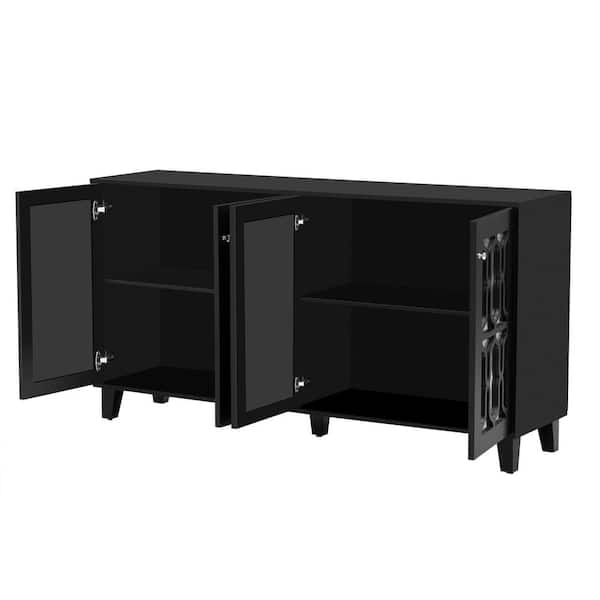 Unbranded 63 in. W x 15.7 in. D x 33.5 in. H Bathroom Black Linen Cabinet