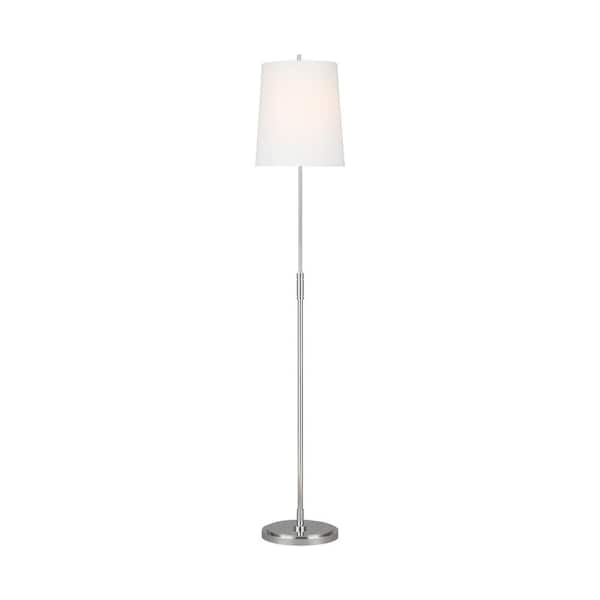 Generation Lighting Beckham Classic 65.5 in. Polished Nickel Lantern Floor Lamp with White Linen Shade