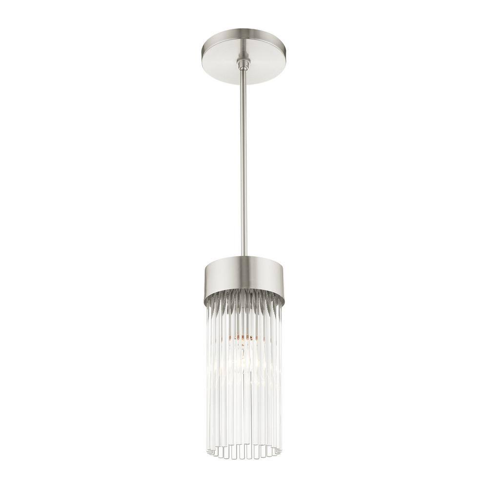 Brushed Nickel Crystal Drum Pendant Light