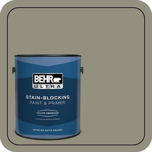 BEHR ULTRA 1 gal. #N350-5 Muted Sage Extra Durable Satin Enamel Interior Paint & Primer