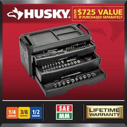 Husky 280-Piece SAE/Metric Mechanics Tool Set with Tool Box