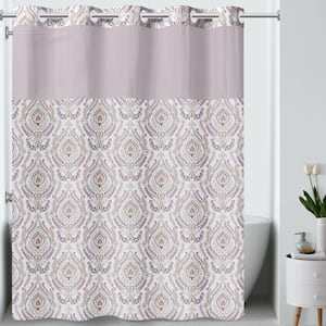 French Damask 71 in. W x 74 in. L Polyester Shower Curtain in Mauve