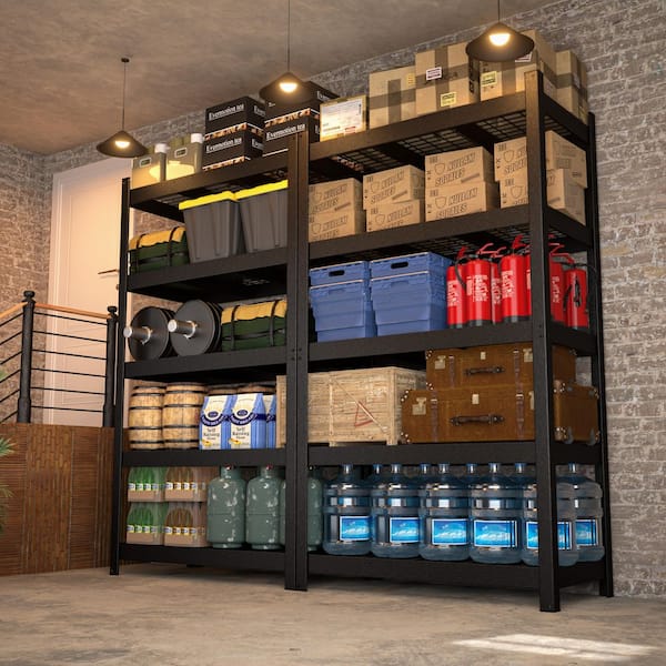 5-Shelf 84 in. Tall Metal Freestanding Adjustable Bookcase, Storage Shelving Unit in Black, 48 in. L x 24 in. W