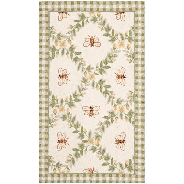 Chelsea Ivory/Green Doormat 3 ft. x 4 ft. Border Area Rug