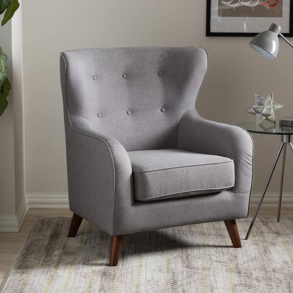Baxton Studio Ludwig Gray Fabric Upholstered Accent Chair