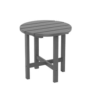 Mason 18 in. Gray Poly Plastic Fade Resistant Outdoor Patio Round Adirondack Side Table