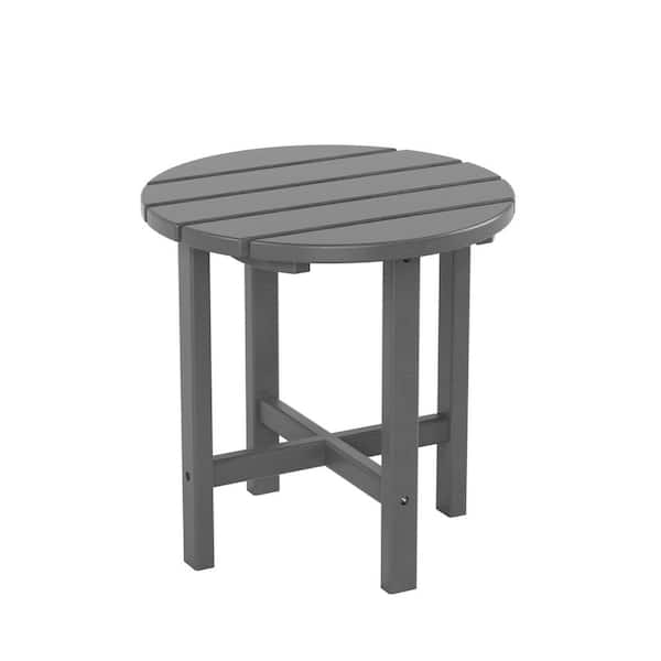 WESTIN OUTDOOR Mason 18 in. Gray Poly Plastic Fade Resistant Outdoor Patio Round Adirondack Side Table
