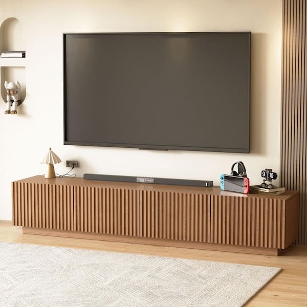 86.6 in. Mid Century Modern TV Stand TV Stand Fits TVs up to 60 to 90 in. Walnut color