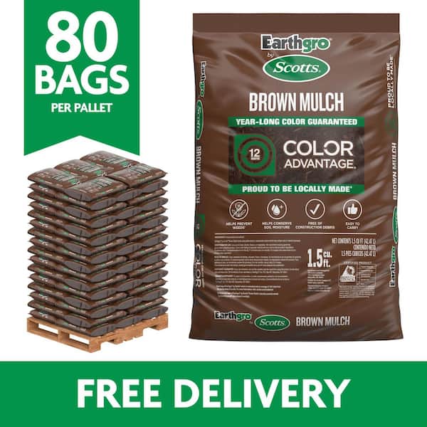 Brown Mulch Pallet 120 cu. ft. Bulk Shredded Wood Mulch for Landscapes (Pallet of 80 1.5 cu. ft. Bags)