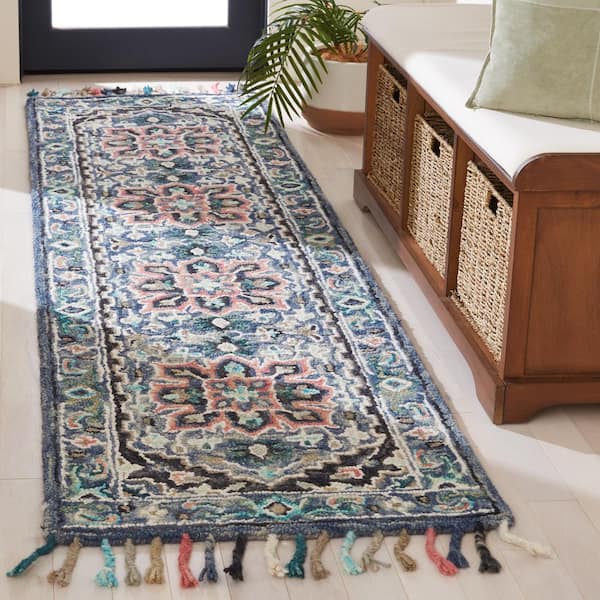 Aspen 2 ft. x 11 ft. Pink/Blue Oriental Runner Rug