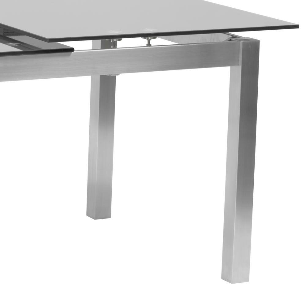 Contemporary Ivan Extendable Dining Table with Gray Glass Top