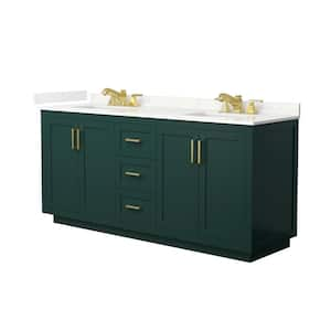 Miranda 72 in. W x 22 in. D x 33.75 in. H Double Bath Vanity in Green with Giotto Quartz Top