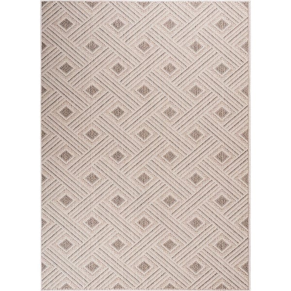 Home Decorators Collection Sterling Cream/Beige/Anthracite 5 ft. x 7 ft. Water Resistant Woven Indoor/Outdoor Area Rug