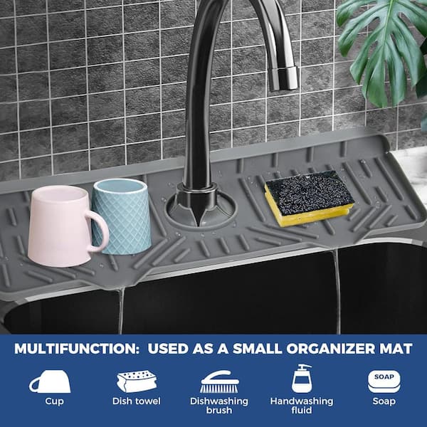 1 Pc Kitchen sink faucet Mat Splash Guard, Silicone Draining Mat