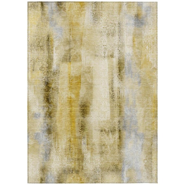 Taupe 5 ft. x 8 ft. Woven Border Polyester Rectangle Indoor/Outdoor Area Rug