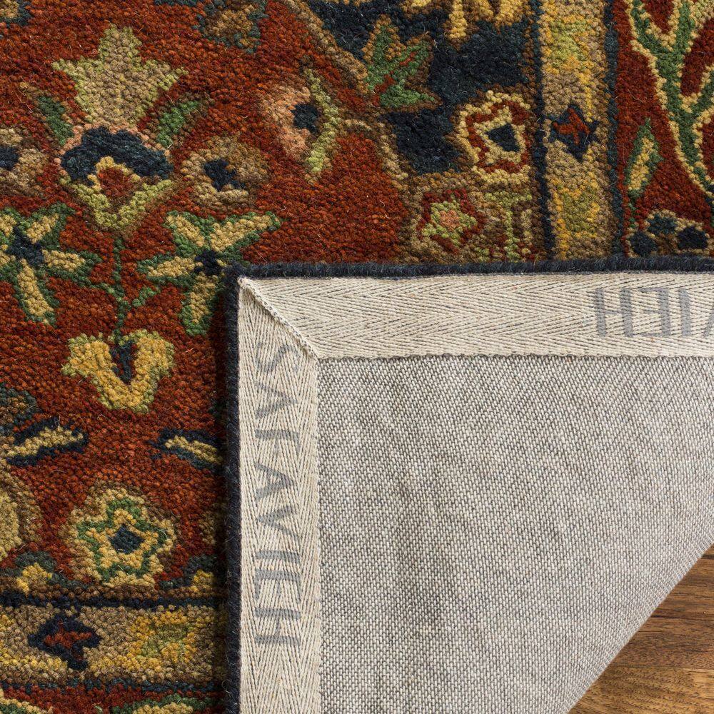 Heritage Beige and Burgundy Wool Runner Rug, 2'3" x 6'