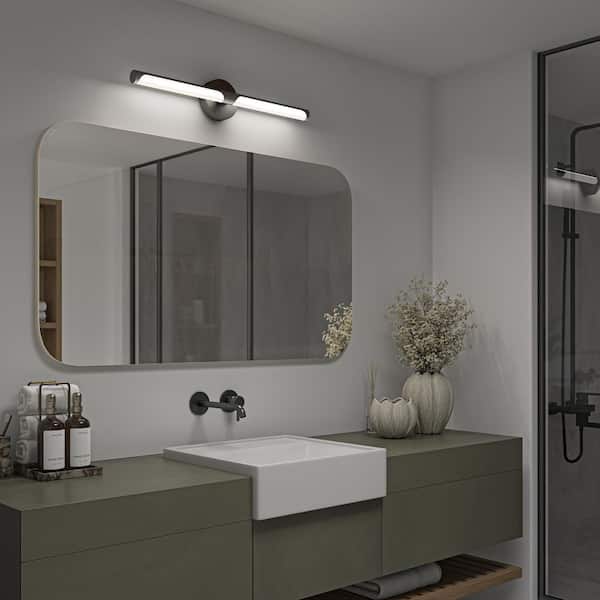 Ilona 27.2 in. 5CCT Matte Black Modern LED Vanity Light - Adjustable Bathroom Wall Fixture