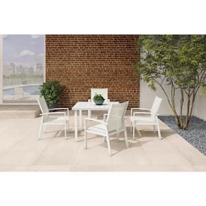 Cooper Springs White 5-Piece Aluminum Commercial Grade Sling Outdoor Dining Set