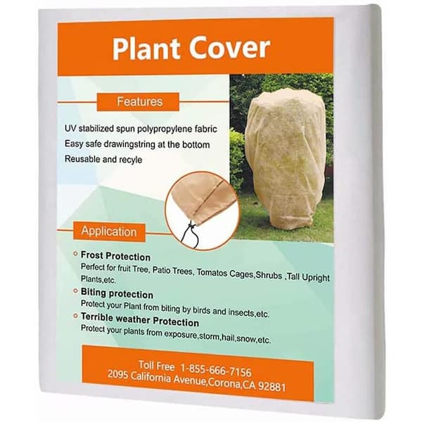Agfabric 0.9oz H108 xW108 Shrub Cover with Zipper, Winter Plant Cover for Season Extension&Frost Protection,Jute Color