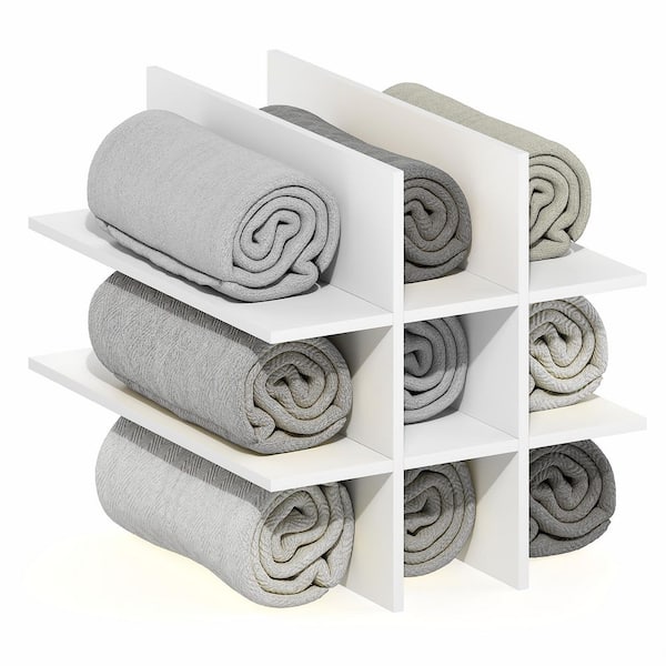 Furinno CUBICLE 12.9 in. Tall White Wood 9-Shelf Bookcase Insert