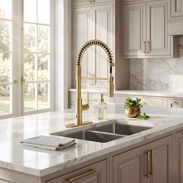 ANZZI Ola Series Brushed Gold 22 in. H Touchless Pull Down Sprayer