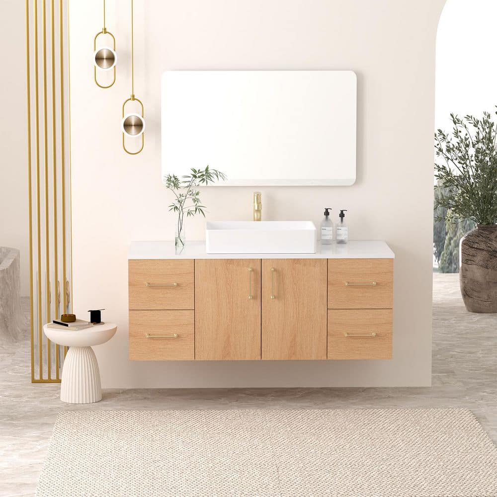 YASINU 48 in. W x 19.48 in. D Quartz Vanity Top with Rectangular